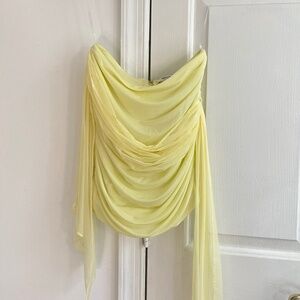 Mistress Rocks Lemon Gathered Draped Mini Skirt